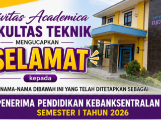 MAHASISWA FAKULTAS TEKNIK UNWIR PENERIMA PROGRAM PENDIDIKAN KEBANKSENTRALAN BI SEMESTER I TAHUN 2026