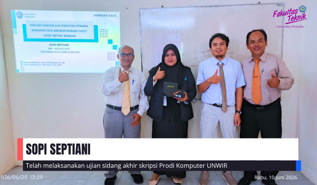 UJIAN SIDANG AKHIR SKRIPSI SOPI SEPTIANI PRODI TEKNIK KOMPUTER UNWIR